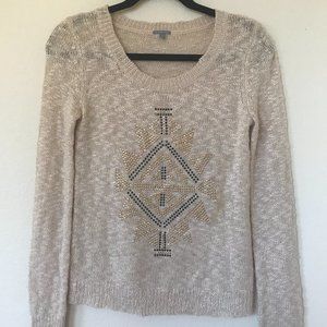 Beaded Cream Knitted Sweater